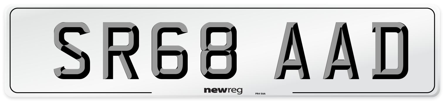 SR68 AAD Number Plate from New Reg
